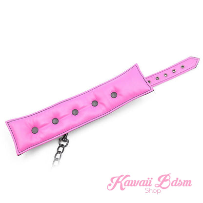Bdsm bondage kit set vegan leather faux superior premium luxury restraints couple sex black collar hand cuffs ankle leash pet play kitten submissive sub slave by Kawaii Bdsm - cute and kinky / worldwide Free & Discreet Shipping (1227573755956)