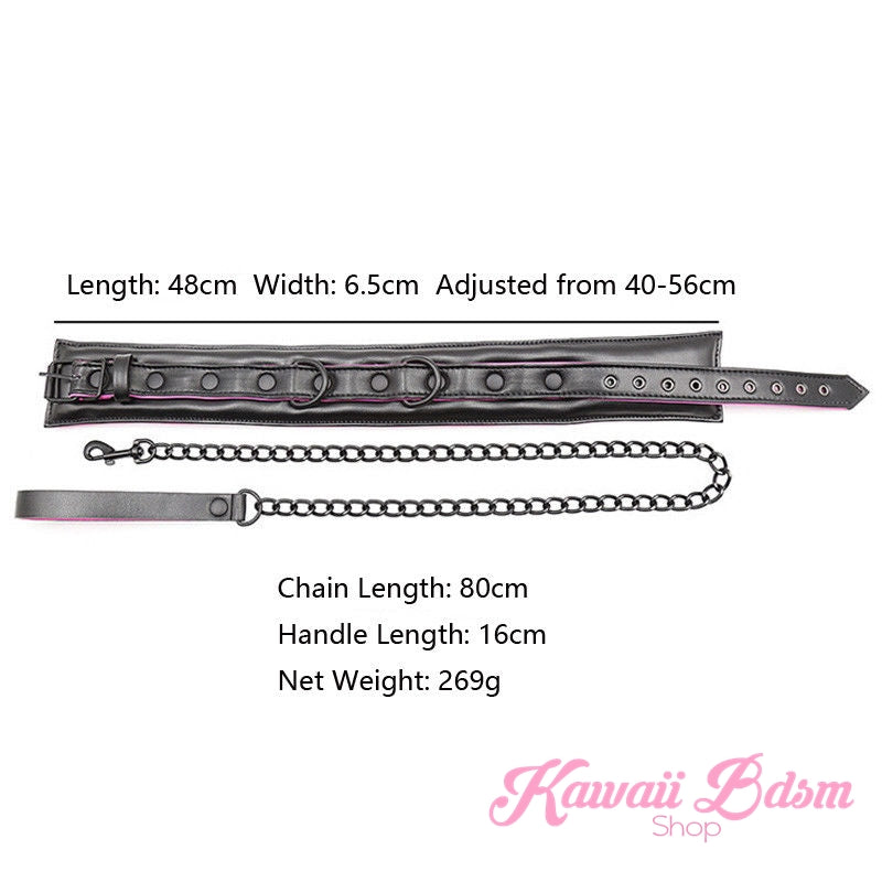 Bdsm bondage kit set vegan leather faux superior premium luxury restraints couple sex black collar hand cuffs ankle leash pet play kitten submissive sub slave by Kawaii Bdsm - cute and kinky / worldwide Free & Discreet Shipping (1227573755956)