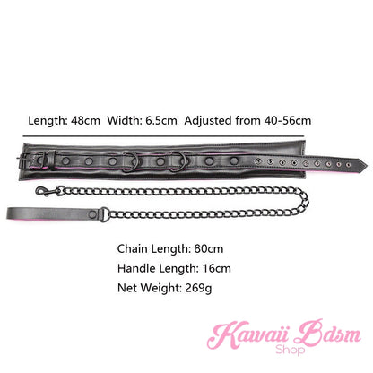 Bdsm bondage kit set vegan leather faux superior premium luxury restraints couple sex black collar hand cuffs ankle leash pet play kitten submissive sub slave by Kawaii Bdsm - cute and kinky / worldwide Free & Discreet Shipping (1227573755956)