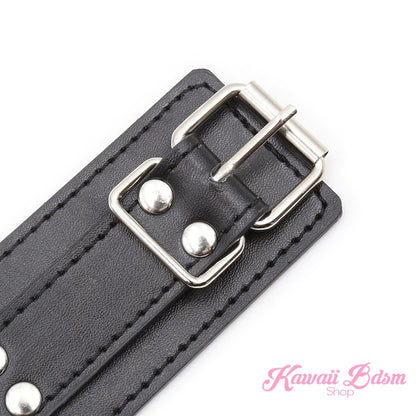thigh to wrists cuffs leather quality restraints bondage submissive sub dominant brat dom baby ddlg sadomasochist sado masochist fetish kink roleplay sexy girl boy by Kawaii BDSM - cute and kinky / Worldwide Free Shipping (4516553752628)