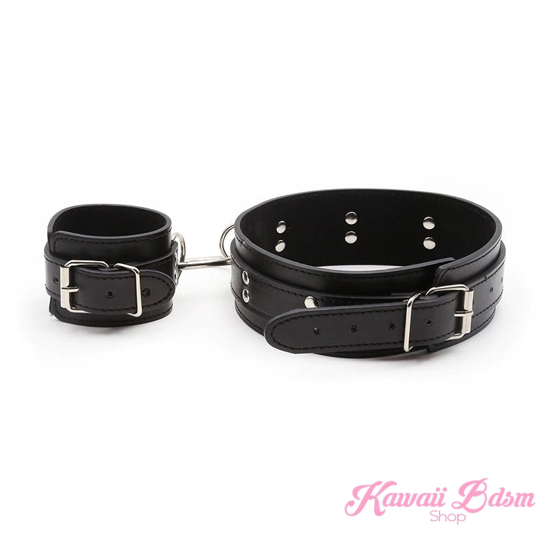 thigh to wrists cuffs leather quality restraints bondage submissive sub dominant brat dom baby ddlg sadomasochist sado masochist fetish kink roleplay sexy girl boy by Kawaii BDSM - cute and kinky / Worldwide Free Shipping (4516553752628)
