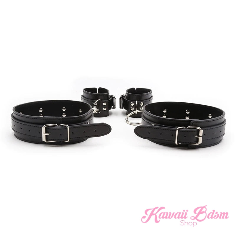 thigh to wrists cuffs leather quality restraints bondage submissive sub dominant brat dom baby ddlg sadomasochist sado masochist fetish kink roleplay sexy girl boy by Kawaii BDSM - cute and kinky / Worldwide Free Shipping (4516553752628)