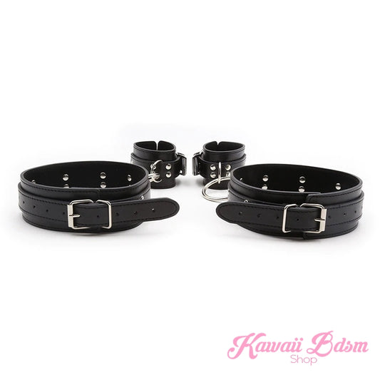 thigh to wrists cuffs leather quality restraints bondage submissive sub dominant brat dom baby ddlg sadomasochist sado masochist fetish kink roleplay sexy girl boy by Kawaii BDSM - cute and kinky / Worldwide Free Shipping (4516553752628)