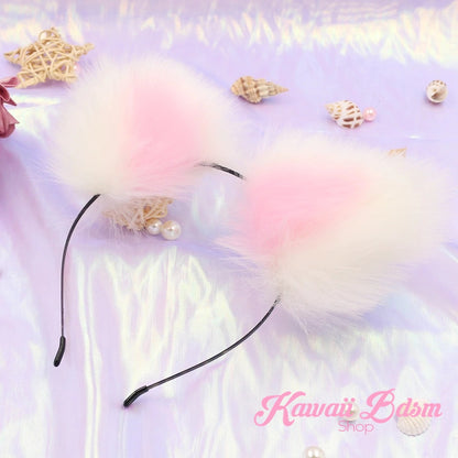 Light pink pastel White vegan faux fur tail plug ears set silicone stainless steel bunny neko catgirl cat kittenplay kitten girl boy petplay pet sexy adult toys buttplug plug anal ass submissive ddlg cgl mdlg mdlb ddlb little aesthetic japanese sexy adult couple ddlgworld ddlgplayground by Kawaii BDSM - cute and kinky / Worldwide Free Shipping (1673792618548)