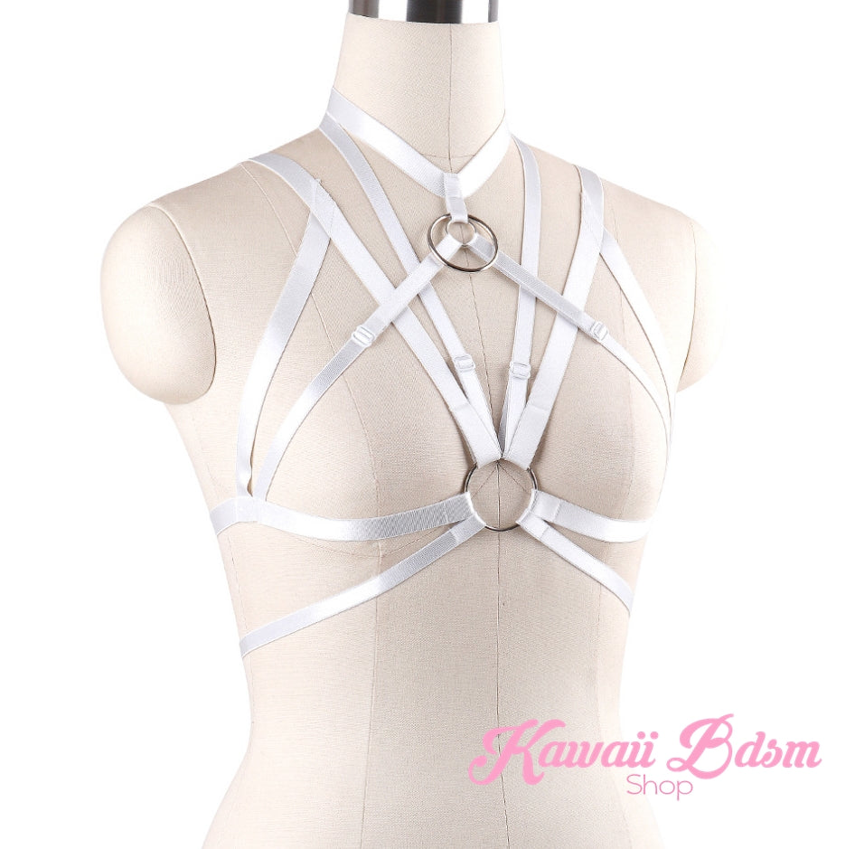 Harness Chest Body handmade bondage black sexy belt ddlg babygirl little one girl women submissive fetish fashion gothic goth pastel outfit little baby by Kawaii Bdsm - Cute and Kinky / Worldwide Free and Discreet Shipping  (1006228209716)