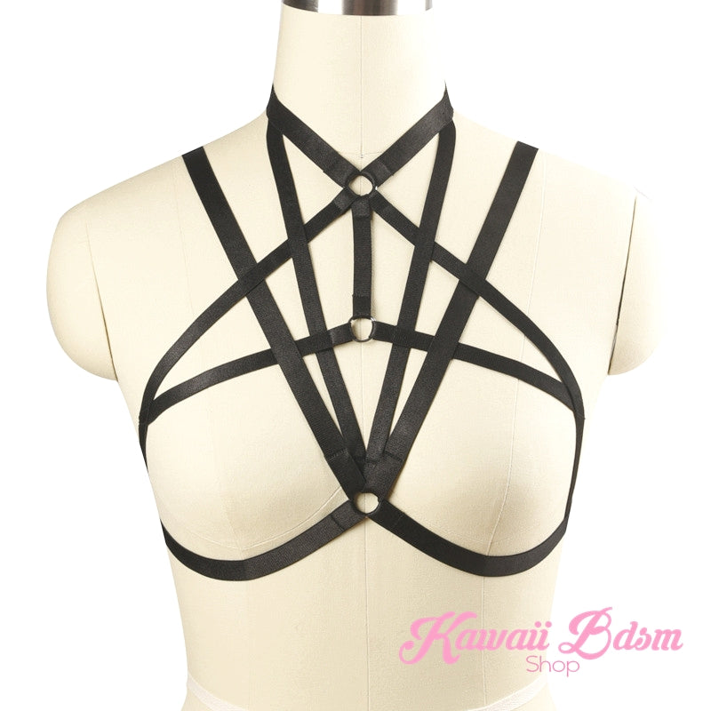 Harness Chest Body handmade bondage black sexy belt ddlg babygirl little one girl women submissive fetish fashion gothic goth pastel outfit little baby by Kawaii Bdsm - Cute and Kinky / Worlwide Free and Disreet Shipping  (394929799205)