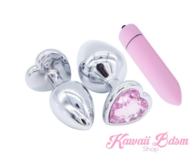 Stainless Steel training buttplugs vibrator kit heart shapped black babygirl sissy femboy aesthetic boy little cglg cglb mdlg mdlb ddlg ddlb agelay petplay kittenplay puppyplay fetish sex partner gift love couple goth kitten pet puppy pink aesthetic anal by Kawaii BDSM - cute and kinky / Worldwide Free Shipping (395070111781)