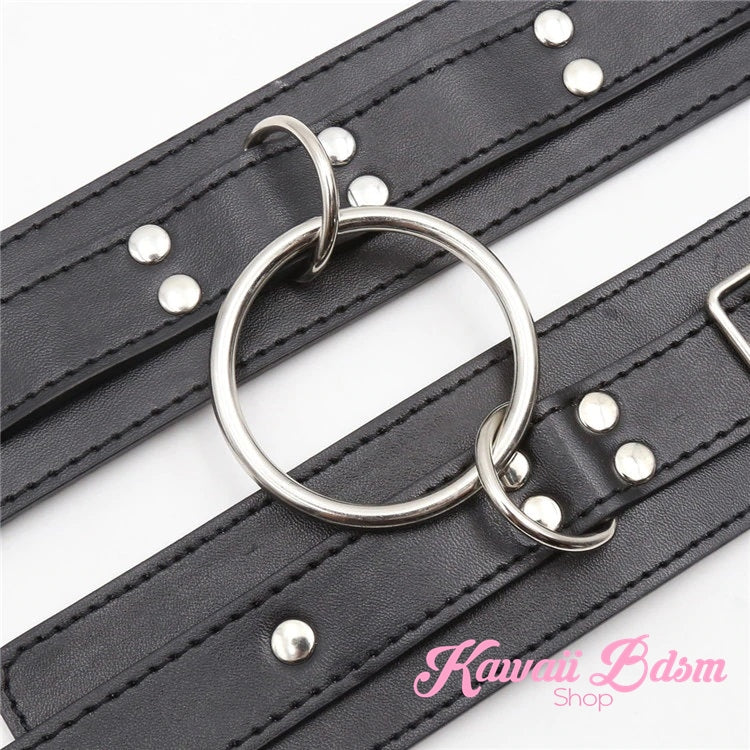thigh to wrists cuffs leather quality restraints bondage submissive sub dominant brat dom baby ddlg sadomasochist sado masochist fetish kink roleplay sexy girl boy by Kawaii BDSM - cute and kinky / Worldwide Free Shipping (4516553752628)
