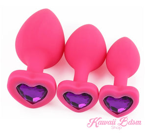 Silicone buttplugs heart shapped pink red blue babygirl sissy femboy aesthetic boy little cglg cglb mdlg mdlb ddlg ddlb agelay petplay kittenplay puppyplay fetish sex partner gift love couple goth kitten pet puppy by Kawaii BDSM - cute and kinky / Worldwide Free Shipping (1084076916788)