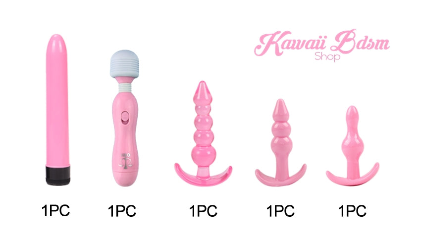bdsm kit anal buttplug silicone plug vibrator massager beginners couple sex pink ddlg by Kawaii Bdsm - cute and kinky / Worldwide Free Shipping (957901209652)