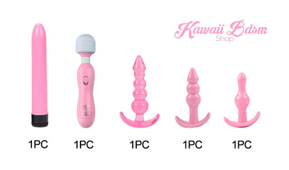 bdsm kit anal buttplug silicone plug vibrator massager beginners couple sex pink ddlg by Kawaii Bdsm - cute and kinky / Worldwide Free Shipping (957901209652)