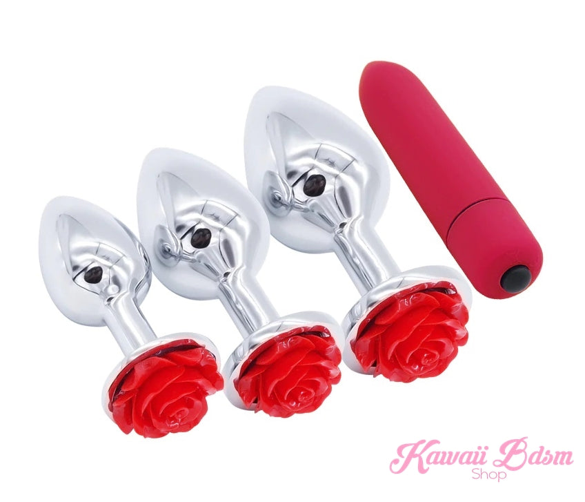 Stainless Steel training buttplugs vibrator kit heart shapped black babygirl sissy femboy aesthetic boy little cglg cglb mdlg mdlb ddlg ddlb agelay petplay kittenplay puppyplay fetish sex partner gift love couple goth kitten pet puppy red rose flower floral feminist goddess pink aesthetic anal by Kawaii BDSM - cute and kinky / Worldwide Free Shipping (11555337479)
