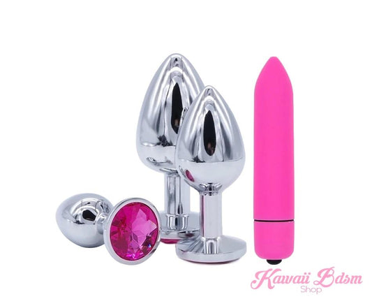 Stainless Steel training buttplugs vibrator kit babygirl sissy femboy aesthetic boy little cglg cglb mdlg mdlb ddlg ddlb agelay petplay kittenplay puppyplay fetish sex partner gift love couple goth kitten pet puppy pink aesthetic anal by Kawaii BDSM - cute and kinky / Worldwide Free Shipping (11594454215)