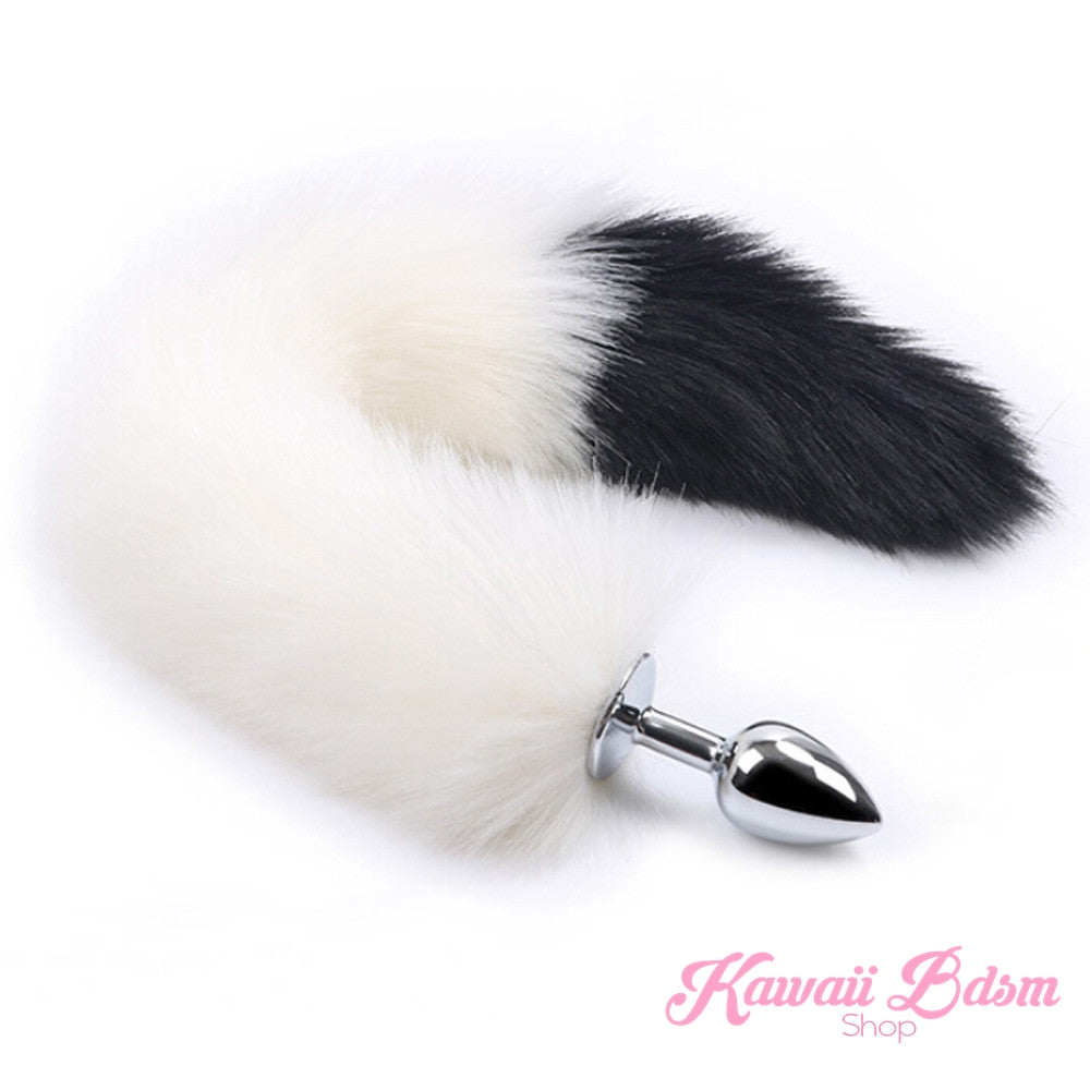 Black and white fox kitten puppy play vegan faux fur tail plug silicone stainless steel neko catgirl cat kittenplay kitten girl boy petplay pet sexy adult toys buttplug plug anal ass submissive goth creepy cute yami ddlg cgl mdlg mdlb ddlb little by Kawaii BDSM - cute and kinky / Worldwide Free Shipping (1227649450036)