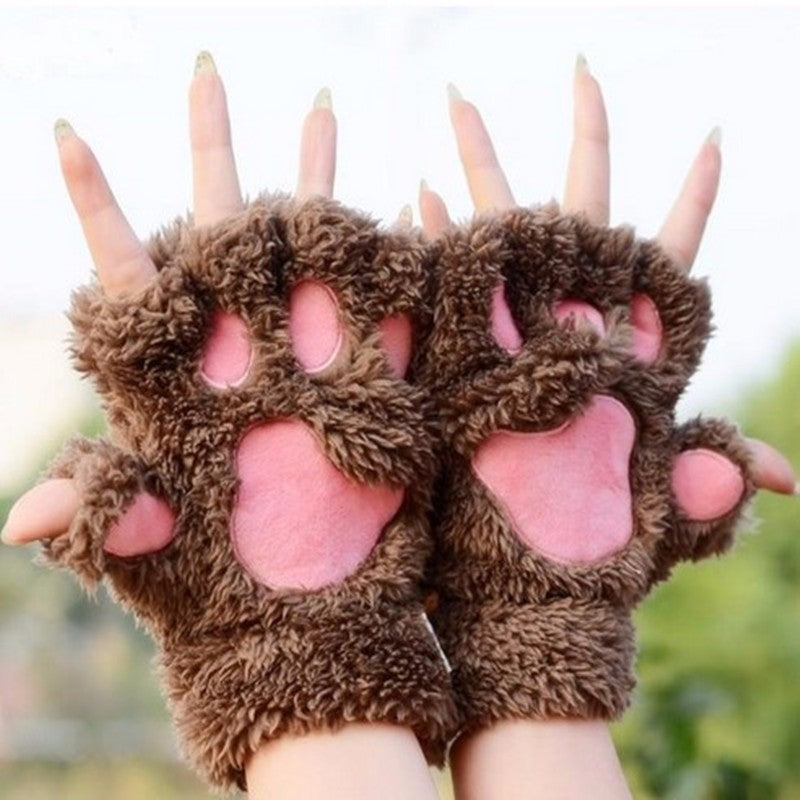 Plush Paw Fingerless Gloves (21118844935)
