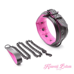 Bdsm bondage kit set vegan leather faux superior premium luxury restraints couple sex black collar hand cuffs ankle leash pet play kitten submissive sub slave by Kawaii Bdsm - cute and kinky / worldwide Free & Discreet Shipping (1227573755956)