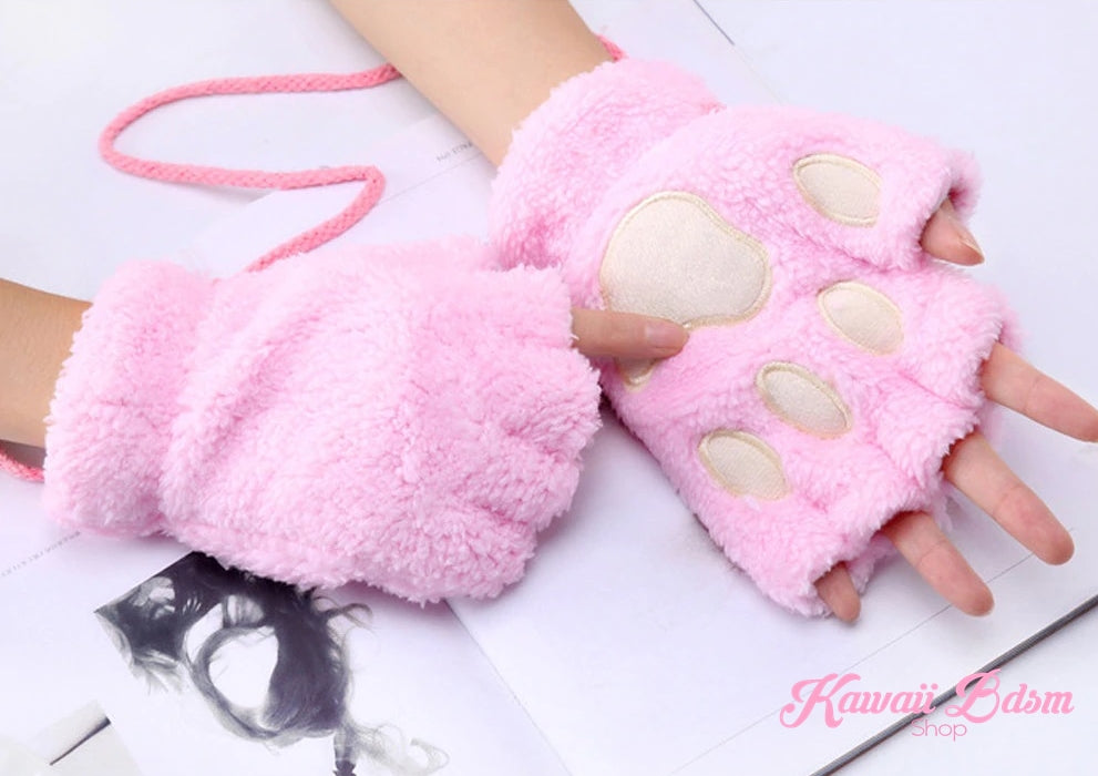 Plush Paw Fingerless Gloves (21118844935)