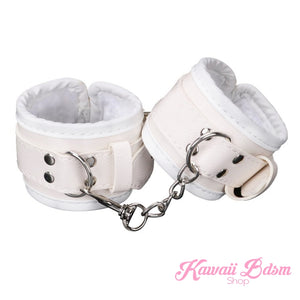 Bdsm kit Set 8 pcs Luxury Premium Superior Quality gag hand cuffs collar leash ankle cuffs whip paddle vegan leather bondage cute white pink fetish aesthetic ddlg cglg mdlg ddlb mdlb little submissive restraints sex couple by Kawaii BDSM - cute and kinky / Worldwide Free Shipping (441252511781)