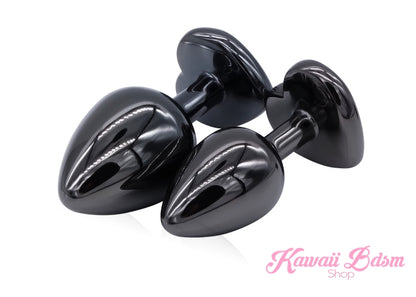 Stainless Steel buttplugs vibrator kit heart shapped black babygirl sissy femboy aesthetic boy little cglg cglb mdlg mdlb ddlg ddlb agelay petplay kittenplay puppyplay fetish sex partner gift love couple goth kitten pet puppy by Kawaii BDSM - cute and kinky / Worldwide Free Shipping (443517337637)