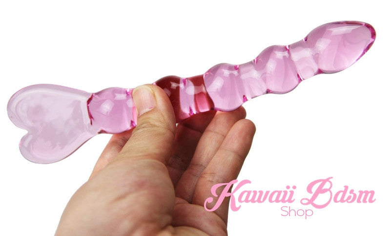 Bdsm Glass Dildo all Pink Heart Adult toy Wand Anal Plug Massager aesthetic kittenplay petplay sub bondage ddlg cglg babygirl mdlb by Kawaii Bdsm - Cute and Kinky / Worlwide Free and Disreet Shipping (10886416007)