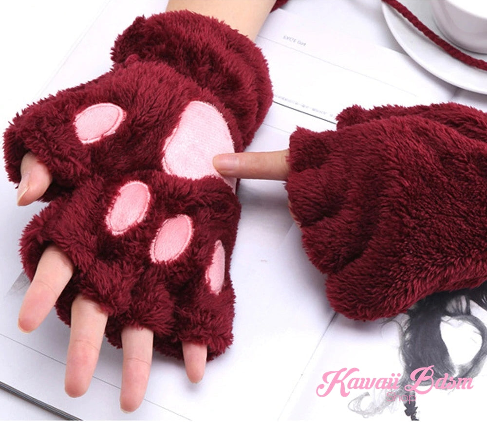 Plush Paw Fingerless Gloves (21118844935)