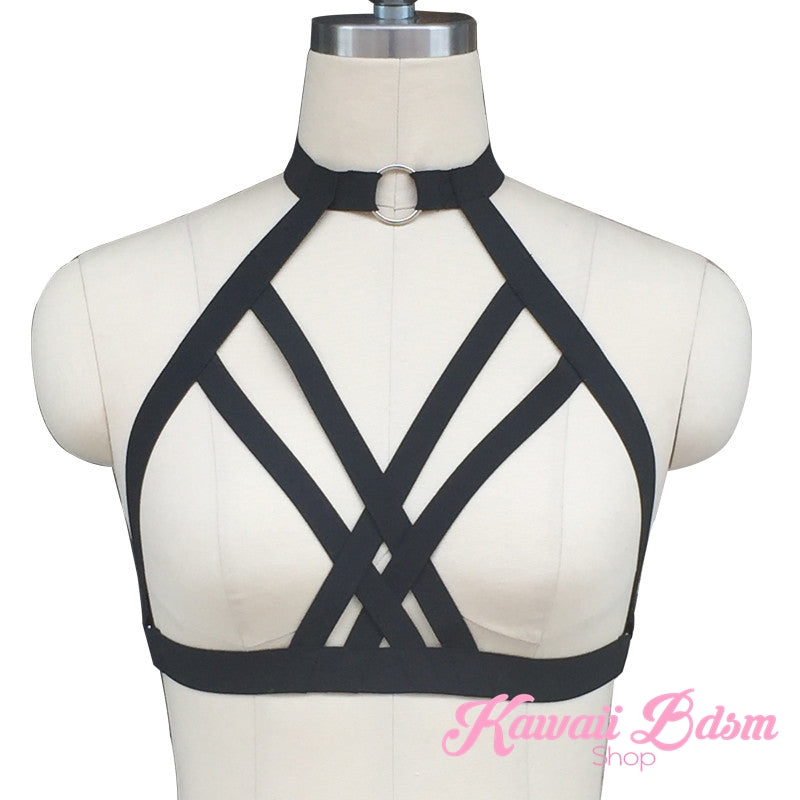Harness Chest Body handmade bondage black sexy belt ddlg babygirl little one girl women submissive fetish fashion gothic goth pastel outfit little baby by Kawaii Bdsm - Cute and Kinky / Worldwide Free and Discreet Shipping  (11023894599)