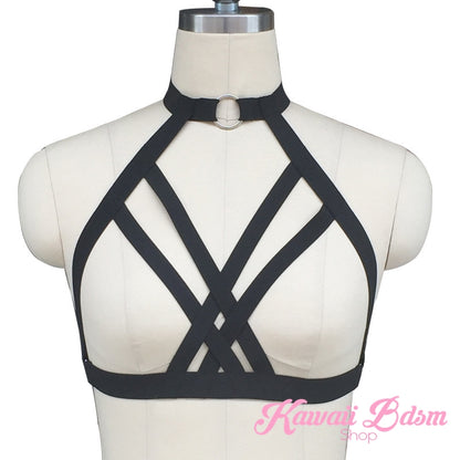 Harness Chest Body handmade bondage black sexy belt ddlg babygirl little one girl women submissive fetish fashion gothic goth pastel outfit little baby by Kawaii Bdsm - Cute and Kinky / Worldwide Free and Discreet Shipping  (11023894599)