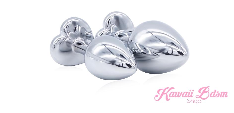 Stainless Steel training buttplugs vibrator kit heart shapped black babygirl sissy femboy aesthetic boy little cglg cglb mdlg mdlb ddlg ddlb agelay petplay kittenplay puppyplay fetish sex partner gift love couple goth kitten pet puppy pink aesthetic anal by Kawaii BDSM - cute and kinky / Worldwide Free Shipping (395070111781)