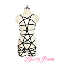 Harness Pentagram Star Chest Body handmade bondage black sexy belt ddlg babygirl little one girl women submissive fetish fashion gothic goth pastel outfit little baby by Kawaii Bdsm - Cute and Kinky / Worldwide Free and Discreet Shipping  (1574414221364)