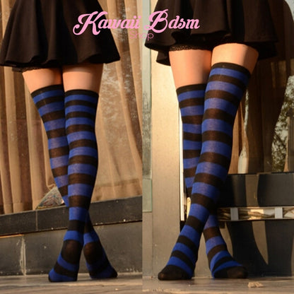 Striped Thigh High Socks (11562629383)