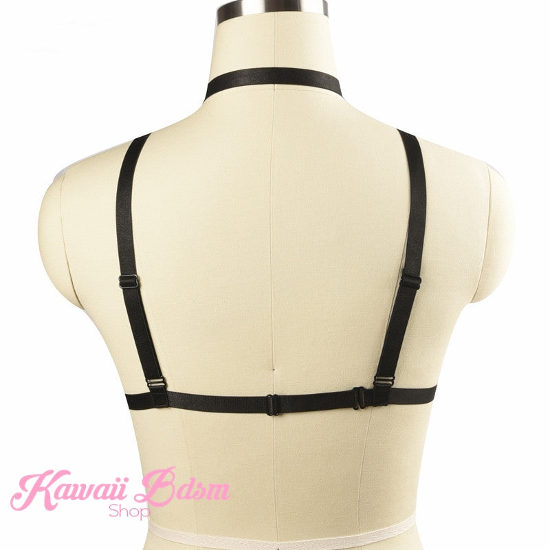 Harness Chest Body handmade bondage black sexy belt ddlg babygirl little one girl women submissive fetish fashion gothic goth pastel outfit little baby by Kawaii Bdsm - Cute and Kinky / Worlwide Free and Disreet Shipping  (394929799205)