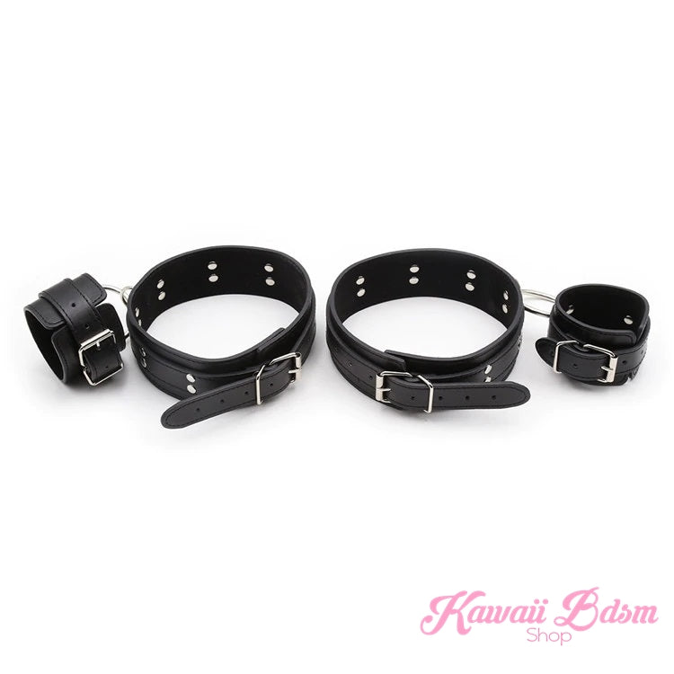 thigh to wrists cuffs leather quality restraints bondage submissive sub dominant brat dom baby ddlg sadomasochist sado masochist fetish kink roleplay sexy girl boy by Kawaii BDSM - cute and kinky / Worldwide Free Shipping (4516553752628)