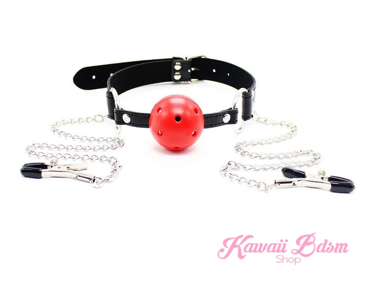 Ball Gag W/ Nipple Clamps (11064610439)