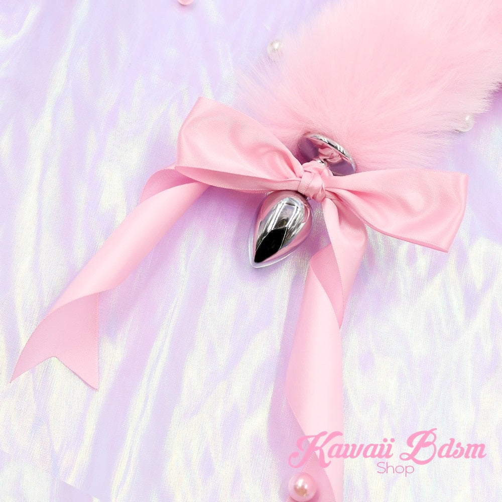 Light pink pastel White vegan faux fur tail plug ears set silicone stainless steel bunny neko catgirl cat kittenplay kitten girl boy petplay pet sexy adult toys buttplug plug anal ass submissive ddlg cgl mdlg mdlb ddlb little aesthetic japanese sexy adult couple ddlgworld ddlgplayground by Kawaii BDSM - cute and kinky / Worldwide Free Shipping (1673792618548)