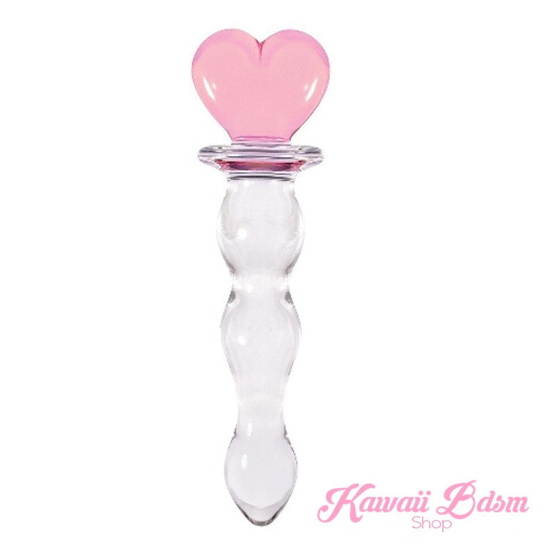 Bdsm Glass Dildo Pink Heart Adult toy Wand Anal Plug Massager aesthetic kittenplay petplay sub bondage ddlg cglg babygirl mdlb by Kawaii Bdsm - Cute and Kinky / Worlwide Free and Disreet Shipping (10885581575)
