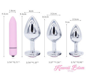 Stainless Steel training buttplugs vibrator kit heart shapped black babygirl sissy femboy aesthetic boy little cglg cglb mdlg mdlb ddlg ddlb agelay petplay kittenplay puppyplay fetish sex partner gift love couple goth kitten pet puppy pink aesthetic anal by Kawaii BDSM - cute and kinky / Worldwide Free Shipping (395070111781)