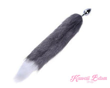 grey white wolf fox kitten cat play tail vegan faux fur tail plug silicone stainless steel neko catgirl cat kittenplay kitten girl boy petplay pet sexy adult toys buttplug plug anal ass submissive goth creepy cute yami ddlg cgl mdlg mdlb ddlb little by Kawaii BDSM - cute and kinky / Worldwide Free Shipping (11481147911)