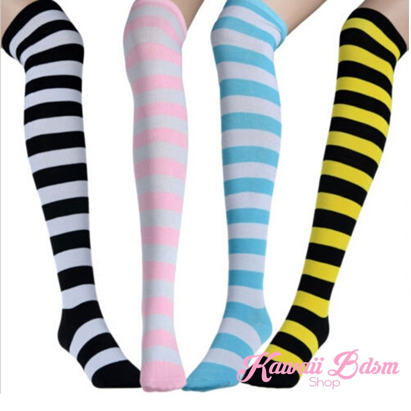 Striped Thigh High Socks (11562629383)