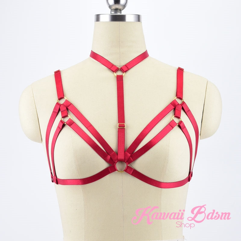 Harness Chest Body handmade bondage black sexy belt ddlg babygirl little one girl women submissive fetish fashion gothic goth pastel outfit little baby by Kawaii Bdsm - Cute and Kinky / Worldwide Free and Discreet Shipping  (11223334471)