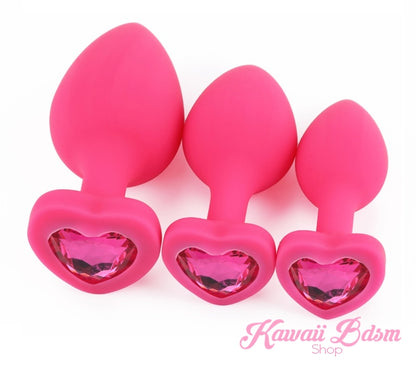 Silicone buttplugs heart shapped pink red blue babygirl sissy femboy aesthetic boy little cglg cglb mdlg mdlb ddlg ddlb agelay petplay kittenplay puppyplay fetish sex partner gift love couple goth kitten pet puppy by Kawaii BDSM - cute and kinky / Worldwide Free Shipping (1084076916788)