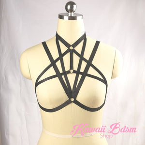 Harness Chest Body handmade bondage black sexy belt ddlg babygirl little one girl women submissive fetish fashion gothic goth pastel outfit little baby by Kawaii Bdsm - Cute and Kinky / Worlwide Free and Disreet Shipping  (394929799205)