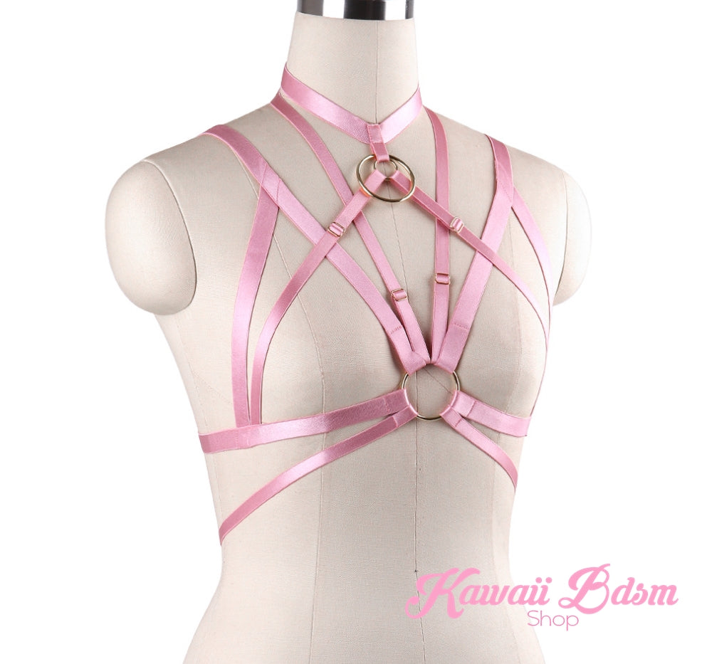 Harness Chest Body handmade bondage black sexy belt ddlg babygirl little one girl women submissive fetish fashion gothic goth pastel outfit little baby by Kawaii Bdsm - Cute and Kinky / Worldwide Free and Discreet Shipping  (1006228209716)