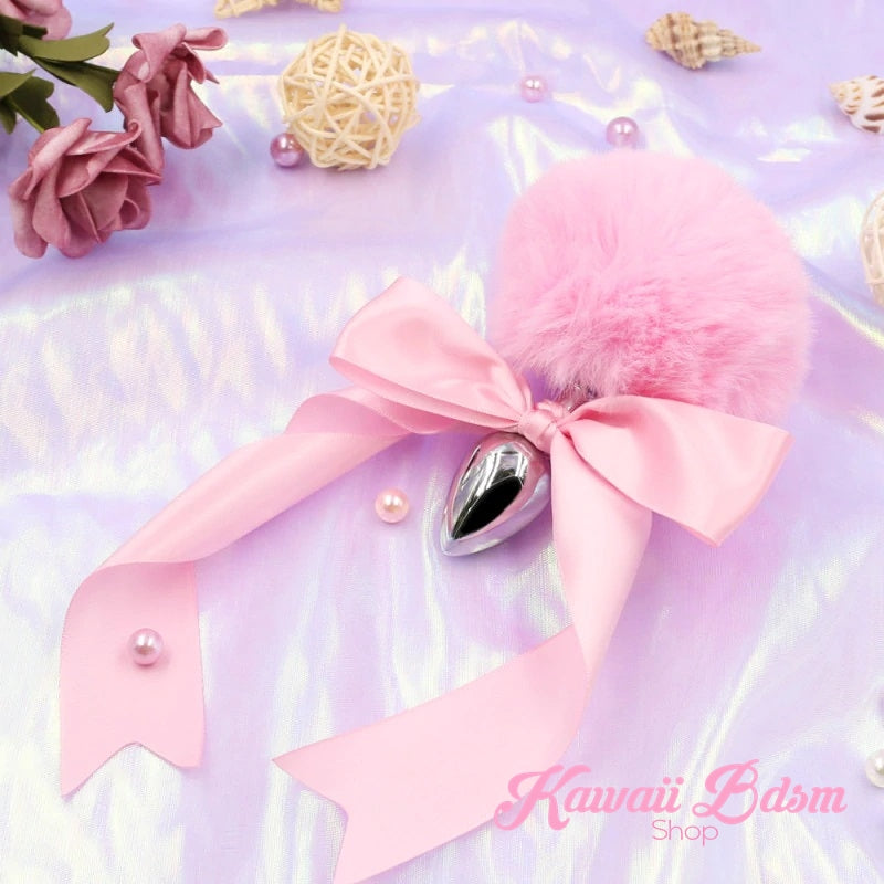 Light pink pastel White vegan faux fur tail plug ears set silicone stainless steel bunny neko catgirl cat kittenplay kitten girl boy petplay pet sexy adult toys buttplug plug anal ass submissive ddlg cgl mdlg mdlb ddlb little aesthetic japanese sexy adult couple ddlgworld ddlgplayground by Kawaii BDSM - cute and kinky / Worldwide Free Shipping (1673792618548)