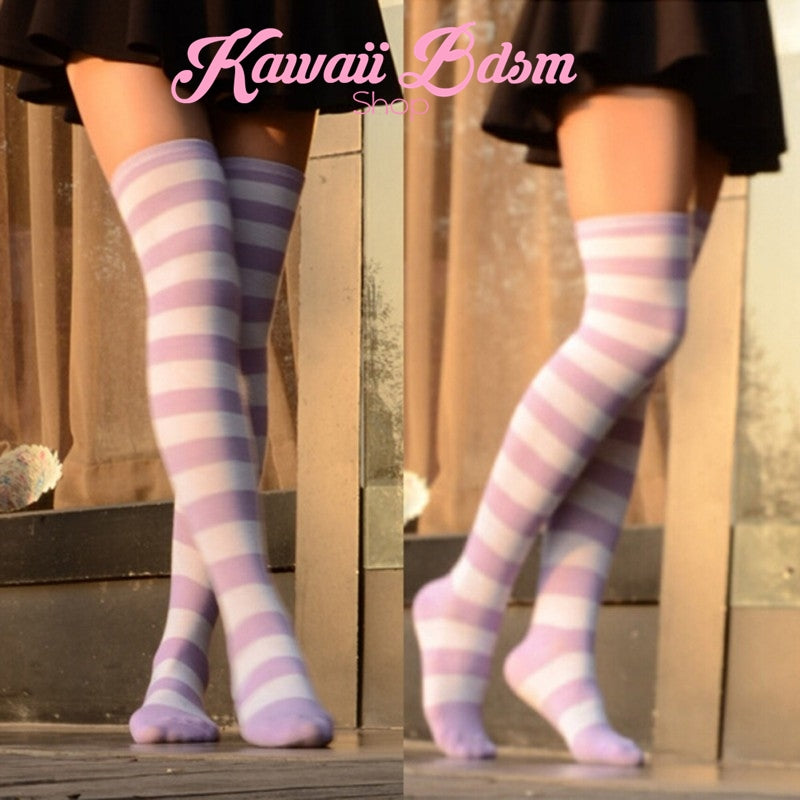 Striped Thigh High Socks (11562629383)