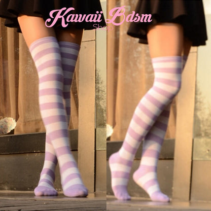 Striped Thigh High Socks (11562629383)