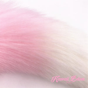 Pink and white vegan faux fur tail plug silicone stainless steel neko catgirl cat kittenplay kitten girl boy petplay pet sexy adult toys buttplug plug anal ass submissive goth creepy cute yami ddlg cgl mdlg mdlb ddlb little by Kawaii BDSM - cute and kinky / Worldwide Free Shipping (3714954199092)