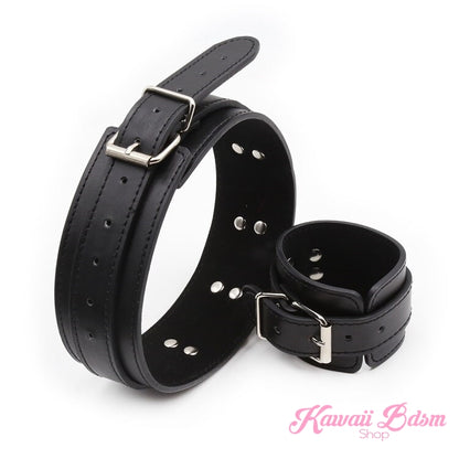 thigh to wrists cuffs leather quality restraints bondage submissive sub dominant brat dom baby ddlg sadomasochist sado masochist fetish kink roleplay sexy girl boy by Kawaii BDSM - cute and kinky / Worldwide Free Shipping (4516553752628)