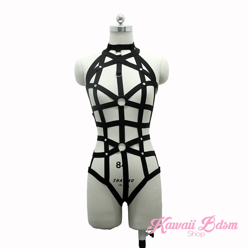 Harness Chest Body handmade bondage black sexy belt ddlg babygirl little one girl women submissive fetish fashion gothic goth pastel outfit little baby by Kawaii Bdsm - Cute and Kinky / Worlwide Free and Disreet Shipping  (11024304519)