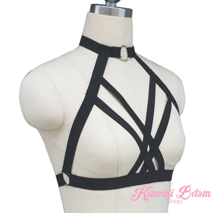 Harness Chest Body handmade bondage black sexy belt ddlg babygirl little one girl women submissive fetish fashion gothic goth pastel outfit little baby by Kawaii Bdsm - Cute and Kinky / Worldwide Free and Discreet Shipping  (11023894599)