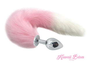 Pink and white vegan faux fur tail plug silicone stainless steel neko catgirl cat kittenplay kitten girl boy petplay pet sexy adult toys buttplug plug anal ass submissive goth creepy cute yami ddlg cgl mdlg mdlb ddlb little by Kawaii BDSM - cute and kinky / Worldwide Free Shipping (3714954199092)